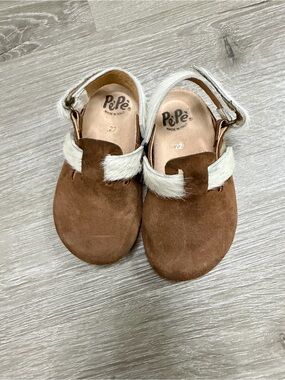 Pepe Jeans Brown Suede Kids Mary Jane Sandals with Cream Accent